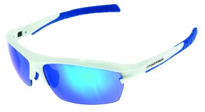 Racer Extra Large 70-14mm - Shiny White & Grey/Blue Mirror